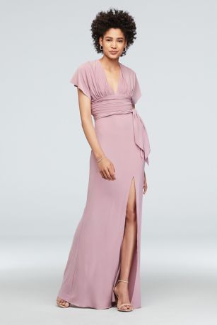 Jersey Flutter Sleeve Dress with Ruched ...
